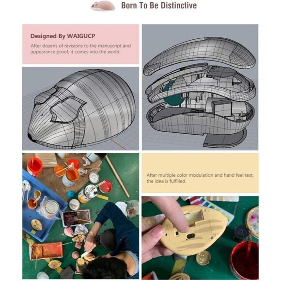 ✨Mouse Pink Wireless Cute Hamster Shape Less Portable Mobile Optical Laptop - Picture 4 of 8